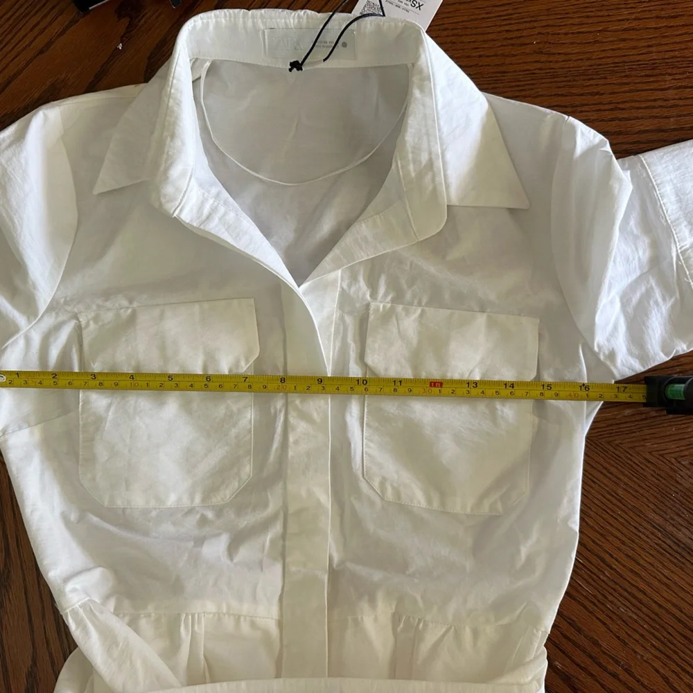 Zara White Midi Shirt Dress with Belt